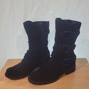 Clarks Black Suede Boots Size 7.5M Womens
